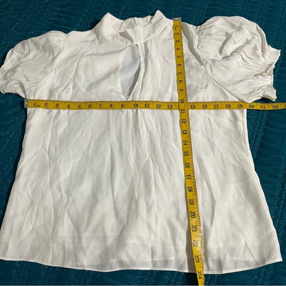 FRAME Off White Keyhole Neck Silk Party Top Size M - Picture 11 of 12